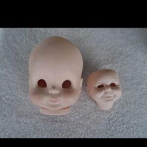 Vintage Ceramic Creepy Doll Heads Set of 2 Oddcore Arts Crafts-Cream